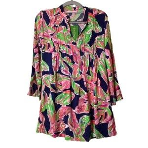 NWT Lilly Pulitzer Sarasota In the‎ Vias Bright Navy Pink Lime Tunic Top Sz XXS